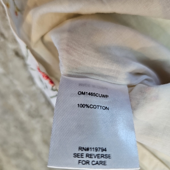 MINK Ivory Floral Puff Sleeve Cotton Blouse Lace Trim Women’s Medium - Picture 6 of 11